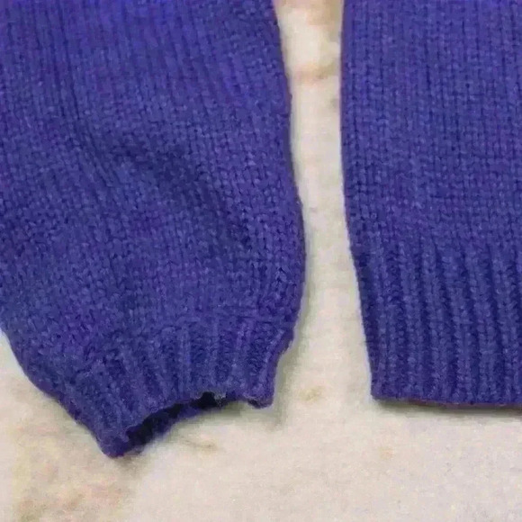 MARINE LAYER Royal Purple Knit Sweater Pleated Neck Merino Wool Women Small - Picture 6 of 12